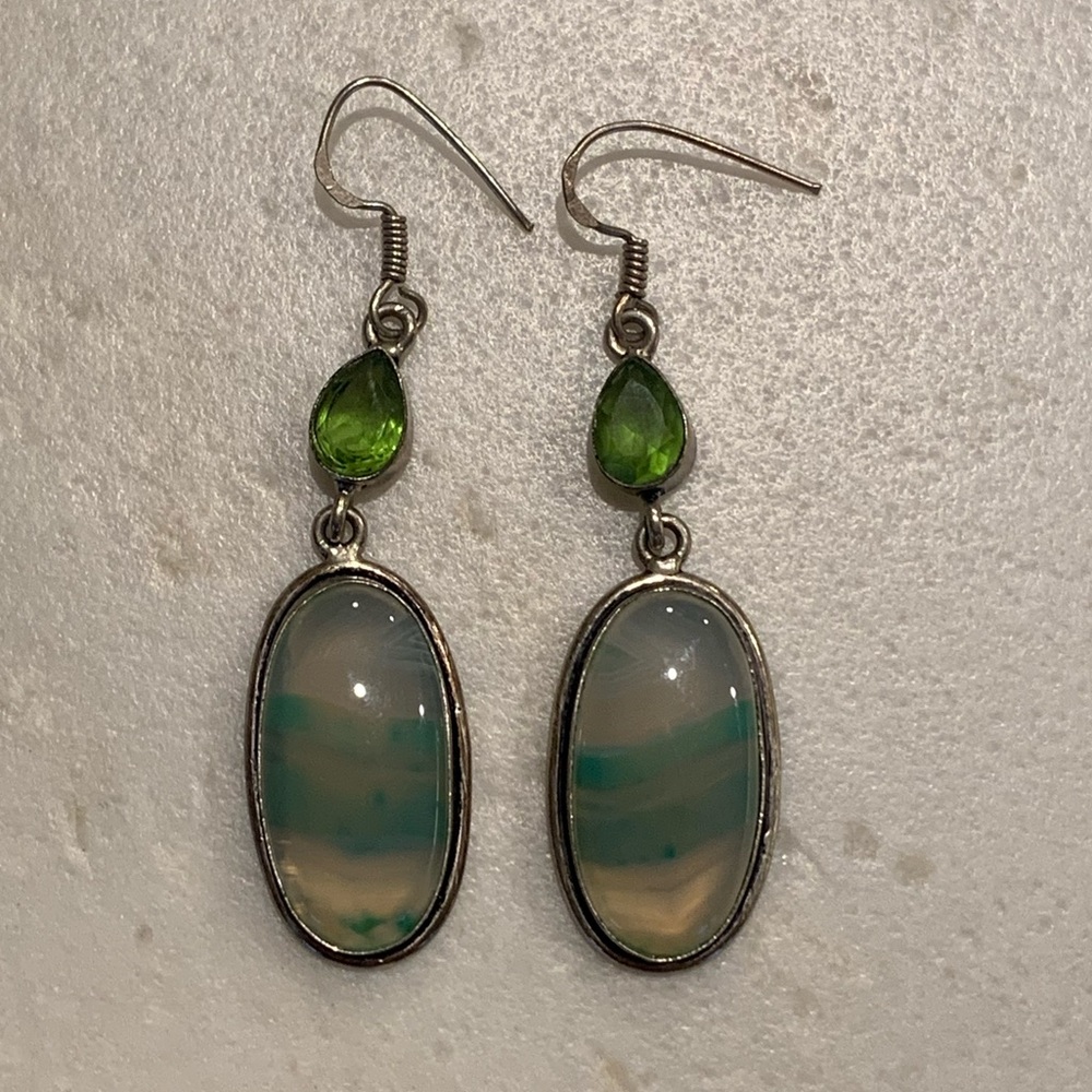Sterling Silver Agate Earrings
